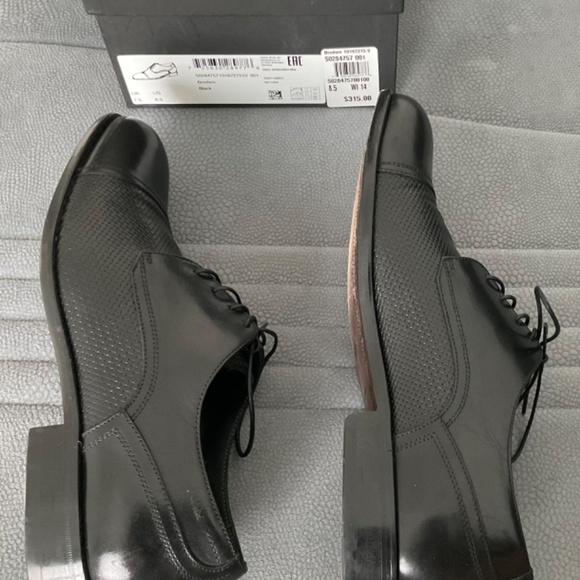 BOSS ITALIAN-MADE LEATHER  BRODERS. BLACK SHOES - Picture 7 of 12